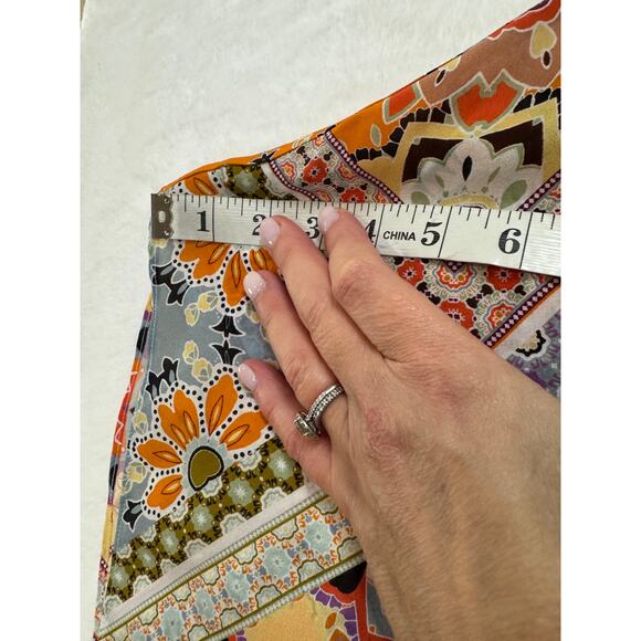 Johnny Was Jade Veronica Silk Print Tunic Top Womens L Multicolor Tassels - Picture 8 of 10